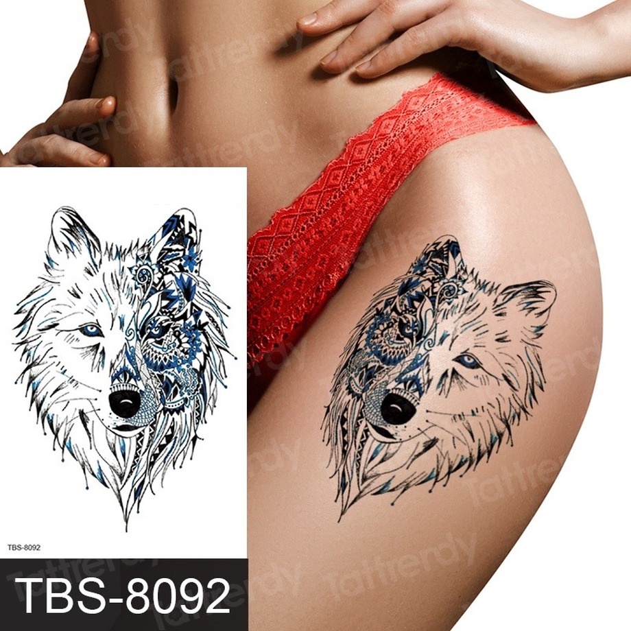 Hình Xăm Dán Tạm Thời Hình Chó Sói/ Cú/ Bò Cạp Màu Đen Độc Đáo Trang Trí Tay/ Vai/ Cánh Tay Cho Nam Và Nữ