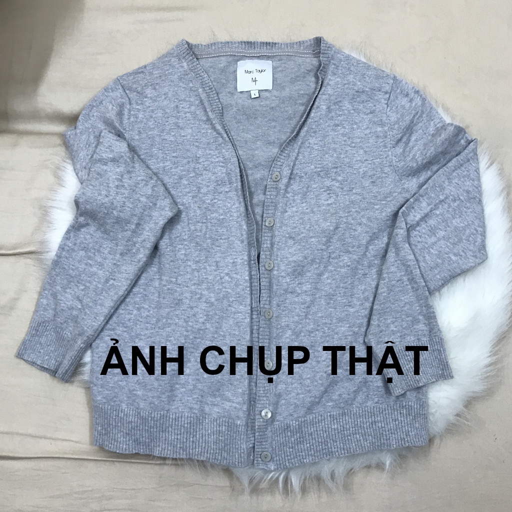 Áo khoác len cadigan nữ dáng ngắn tay dài màu ghi xám size L form nhỏ - ẢNH CHỤP THẬT