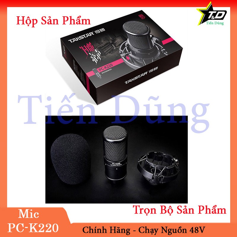 Mic thu âm takstar pc k220 phiên bản mới chính hãng chạy nguồn 48V hỗ trợ thu âm livestream và karaoke