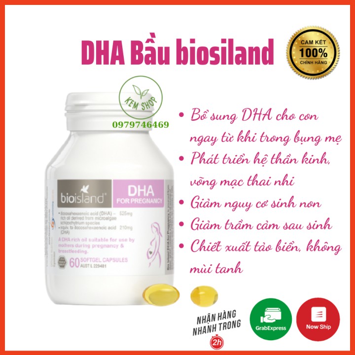 [Cam kết chuẩn Úc] DHA bầu Bio Island 60 viên Úc - DHA for Pregnancy, dành cho mẹ sắp bầu, đang bầu và sau sinh