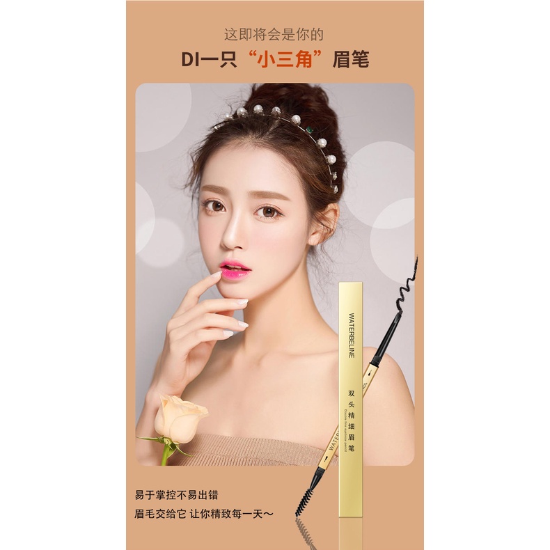 Bút Chì Kẻ Lông Mày Hai Đầu Siêu Mịn Không Thấm Nước Và Mồ Hôi Lâu Trôi Tự Nhiên Kèm Đũa Vàng Nhỏ Hàng Mới 2022