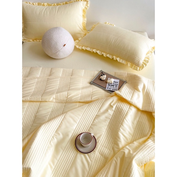 Bộ cotton Linen 4 món chăn trần mềm mịn thấm hú mồ hôi,ga gối chăn trần cotton Linen nhập khẩu cực kì thoáng mát