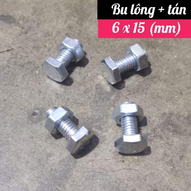 [Set 4 bu lông và 4 tán] Bu lông và tán 6mm x 15 mm