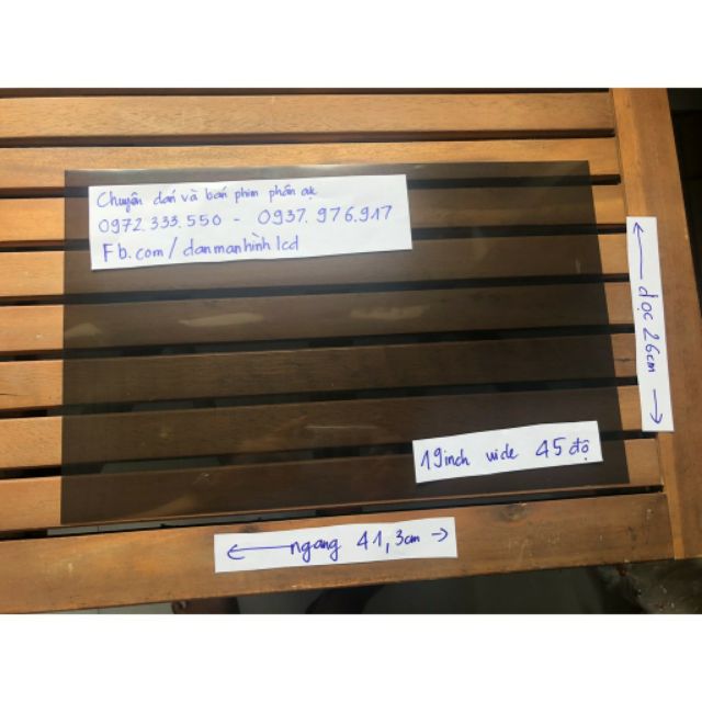 phim phân cực 18.5 in 19 in wide (chữ nhật) dùng để dán màn hình LCD, tivi, laptop tặng dao,khăn lau,hướng dẫn dán
