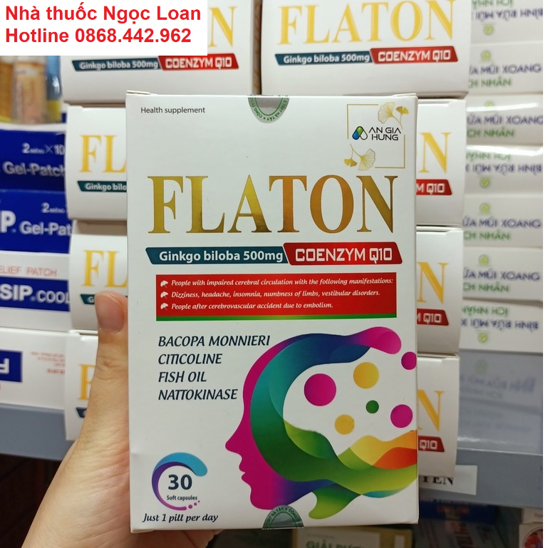 FLATON COENZYM Q10 LỌ 30 VIÊN BỔ NÃO Ginkgo biloba zoenzym q10