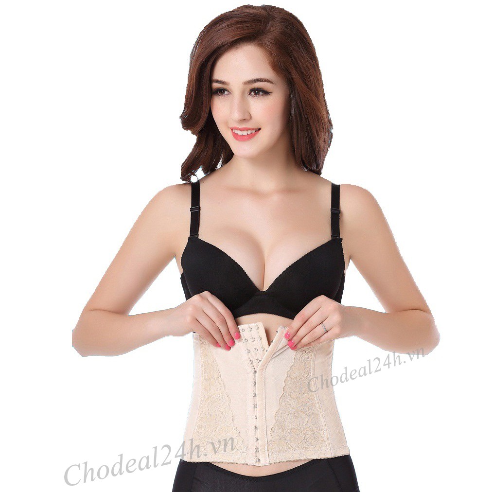 Gen Nịt Bụng Định Hình Eo Thon Thẳng Cột Sống Vải Ren Cao Cấp