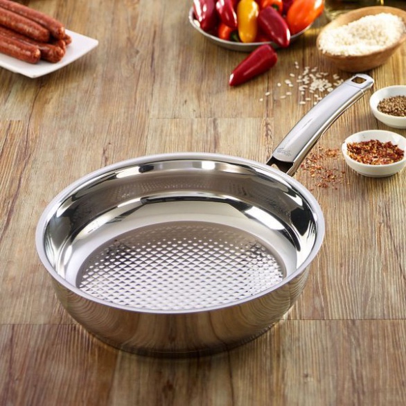 Chảo Chống Dính Fissler Crispy Steelux Premium, Đường Kính 24cm,28cm Chất Liệu Thép Không Gỉ, Made in Germany