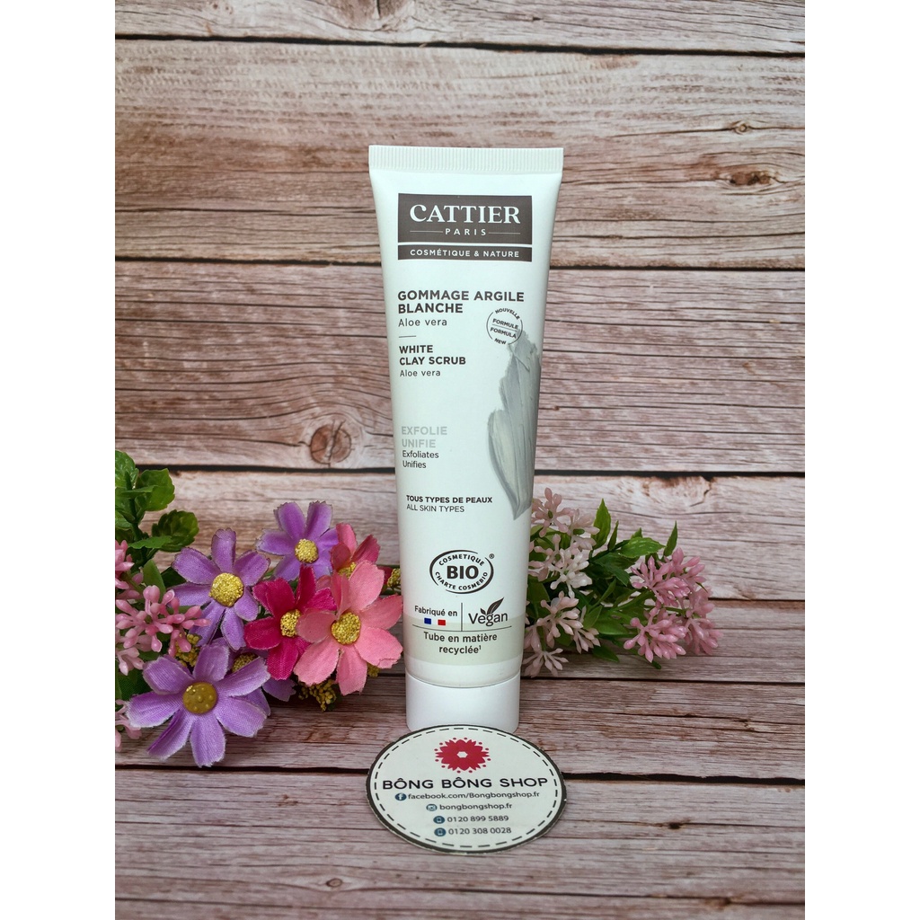 Tẩy da chết đất sét trắng Cattier Gommage Argile Blanche Aloe Vera