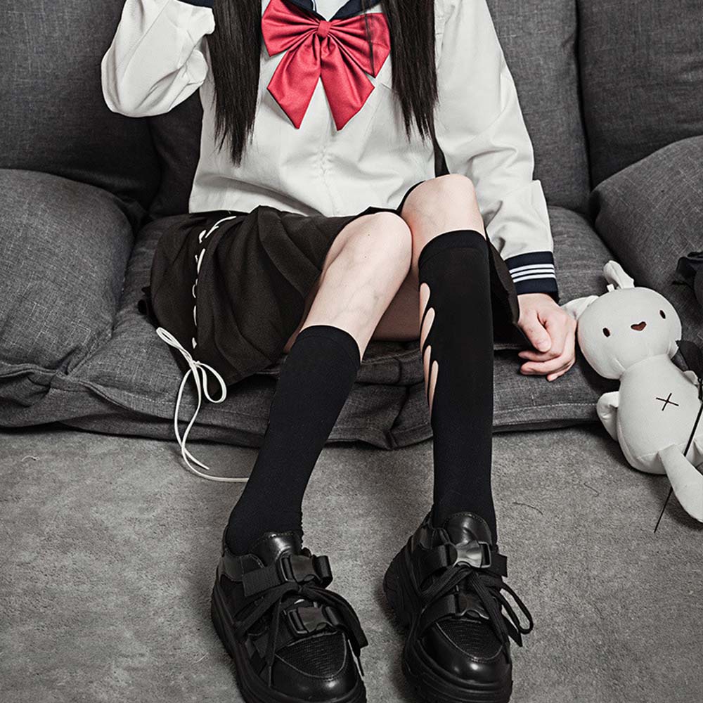 Tất nhung cao cổ thiết kế cắt lỗ hợp thời trang phong cách Hàn Quốc cá tính dành cho nữ | BigBuy360 - bigbuy360.vn