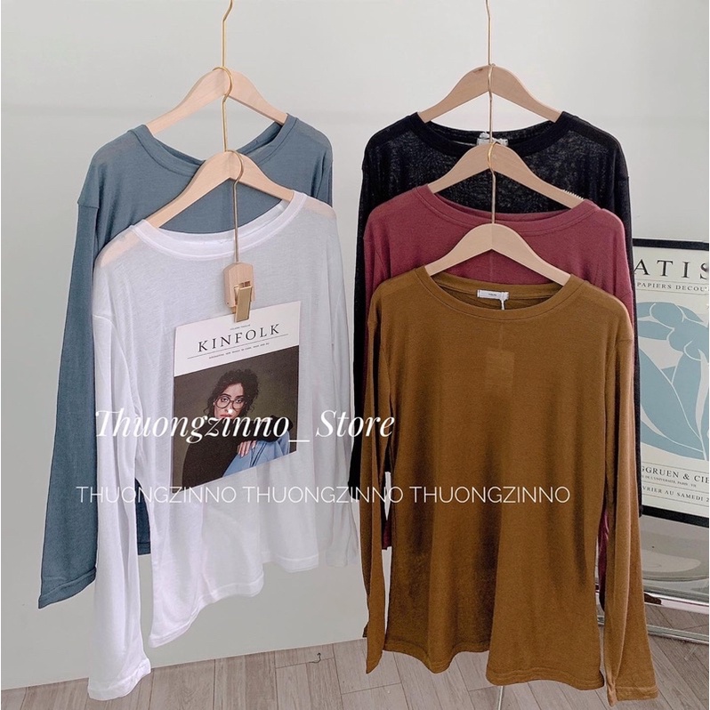 [Hàng Quảng Châu]Áo phông giấy 203 hàng Quảng Châu mềm đẹp Áo phông giấy dài tay form rộng dáng mới