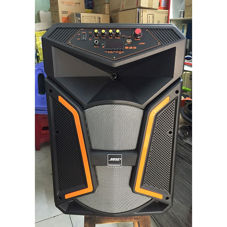 HOT-Loa kéo di động J-15B - Vỏ nhựa ABS chắc chắc. Bass loa 4 tấc. Micro hát karaoke nhẹ siêu hay