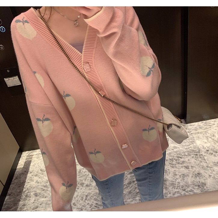 Áo Khoác Cardigan Dáng Rộng In Hình Trái Cây Xinh Xắn Theo Phong Cách Hàn Quốc | BigBuy360 - bigbuy360.vn