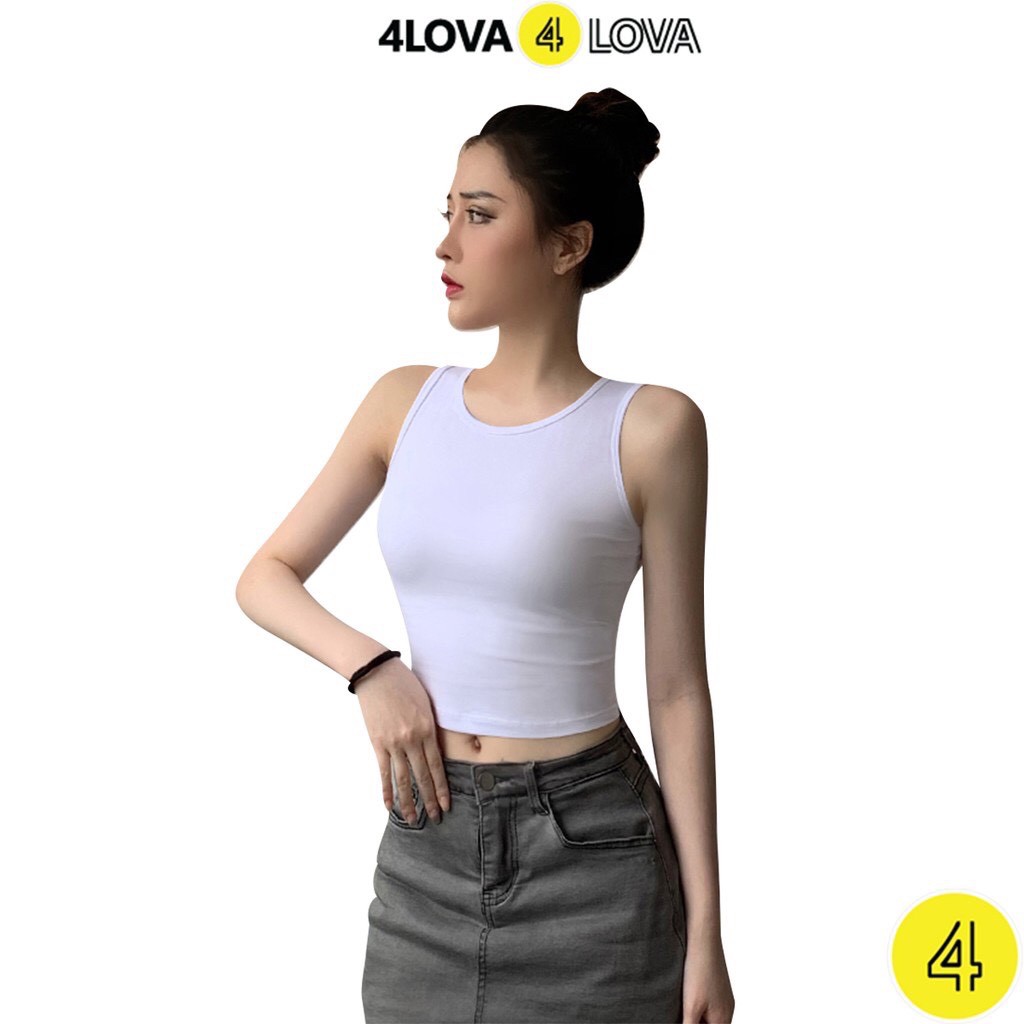 Áo croptop nữ 4LOVA kiểu ôm sát nách chất liệu cotton cao cấp