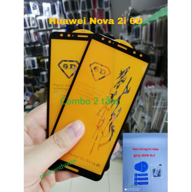 Cường lực 6D Huawei Nova 2i 💝FREESHIP Từ 50k💝 Full Màn Full keo Ôm Màn 2.5D ( tặng keo chống hở mép giấy lấy bụi )