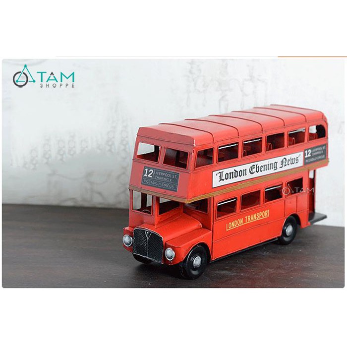 Xe bus 2 tầng London mô hình sắt Vintage MHS-XE-04 nhỏ và trung