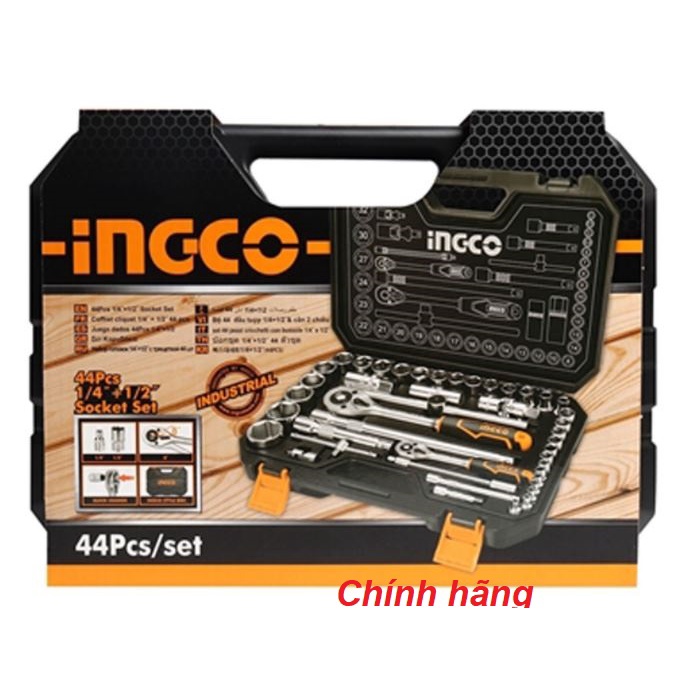 ĐỒ NGHỀ INGCO Bộ 44 đầu tuýp (1/4 inch + 1/2 inch)  HKTS42441 (Cam kết Chính Hãng 100%)