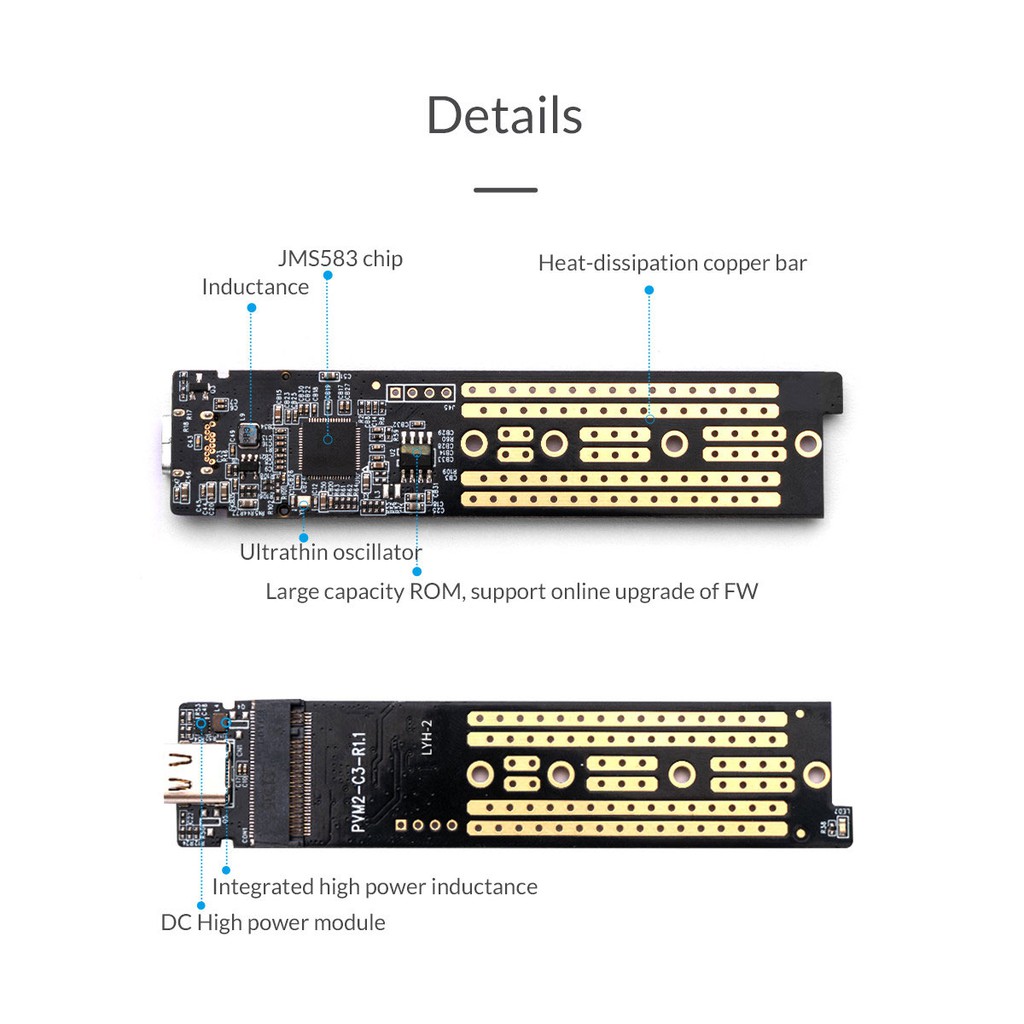 Hộp gắn ổ cứng SSD M2 NVME Orico TCM2-C3 (Màu Bạc)