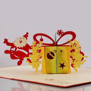 Thiệp nổi 3D handmade Ông già Noel mang quà đến cho mọi người