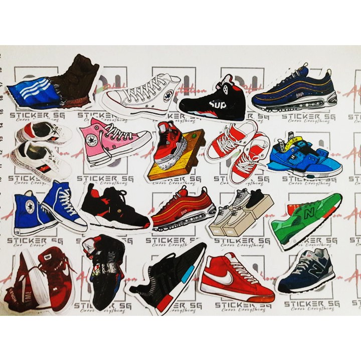 Sticker SNEAKER  nhựa PVC không thấm nước, dán nón bảo hiểm, laptop, điện thoại, Vali, xe, ... SNEAKER L Cực COOL