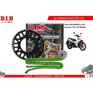 Nhông sên dĩa DID Exciter 150 – Sên xanh lá 10ly DID HDS
