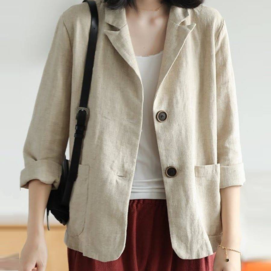 Áo khoác Vest, Blazer nữ chất Linen hai khuy trẻ trung công sở, nhiều màu | BigBuy360 - bigbuy360.vn