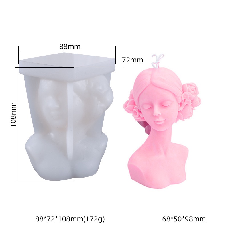 Khuôn Silicon Cô Gái Nhắm Mắt Nến Thơm/Thạch Cao Handmade DIY