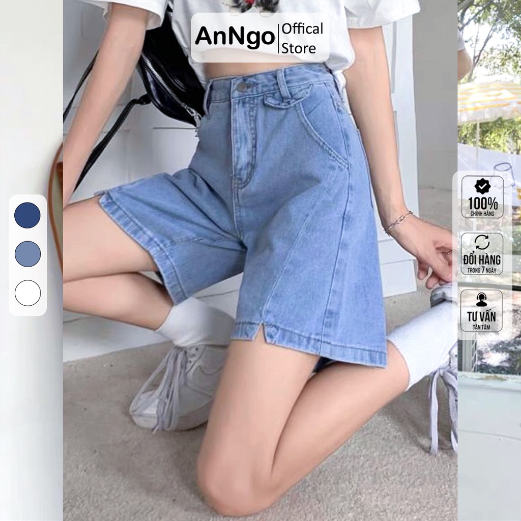 [FREESHIP_50K] Quần jean ngố nữ lưng cao phối kiểu độc đáo, chất vải denim bền đẹp AnNgo - AT157