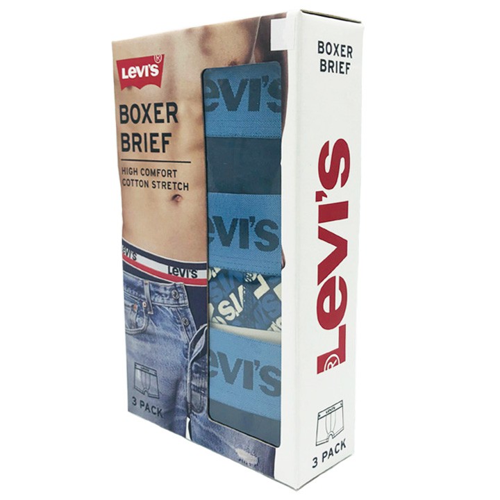 Set 3 quần lót Levi's Cotton Stretch Boxer Brief - Navy/ Levi's Pattern