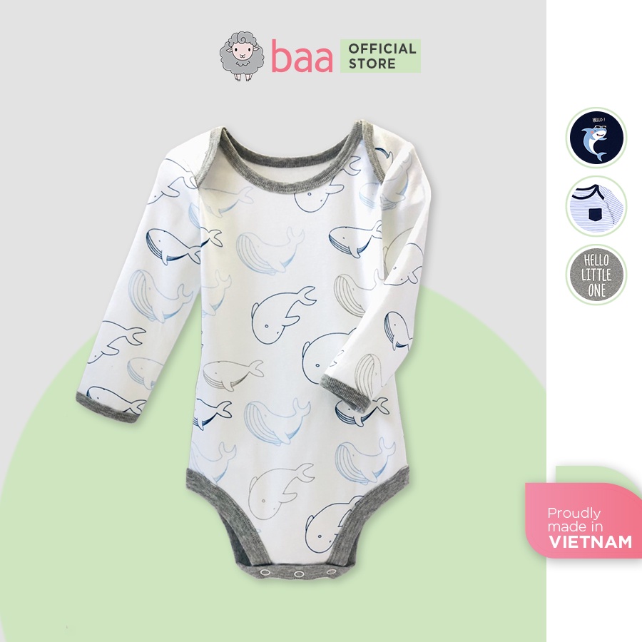 Bộ Bodysuit sơ sinh BAA BABY dài tay in họa tiết cho bé trai - BN- thumbnail