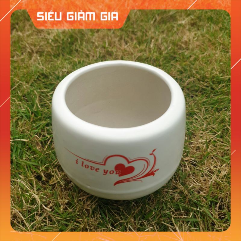 [GIÁ RẺ GIẬT MÌNH ] Chậu Cây Mini In Chữ I love You. Chậu cây sứ mini trồng sương rồng, sen đá...