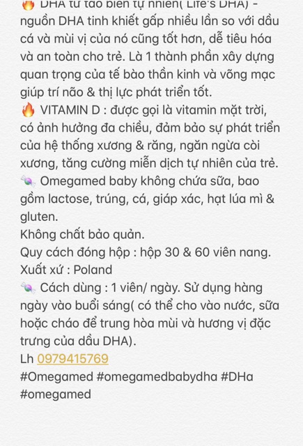 Sản phẩm Omegamed baby Dha+D cho bé