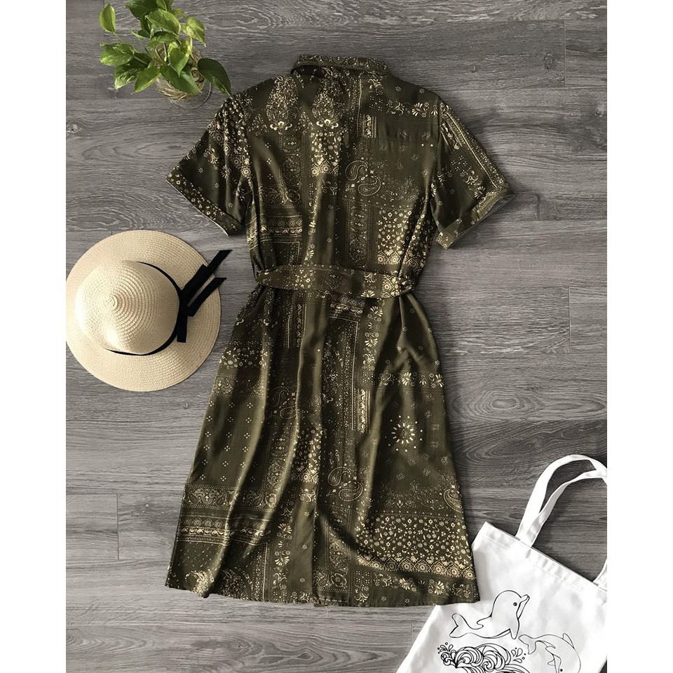 ĐẦM SƠ MI  NỮ XANH RÊU XUẤT XỊN