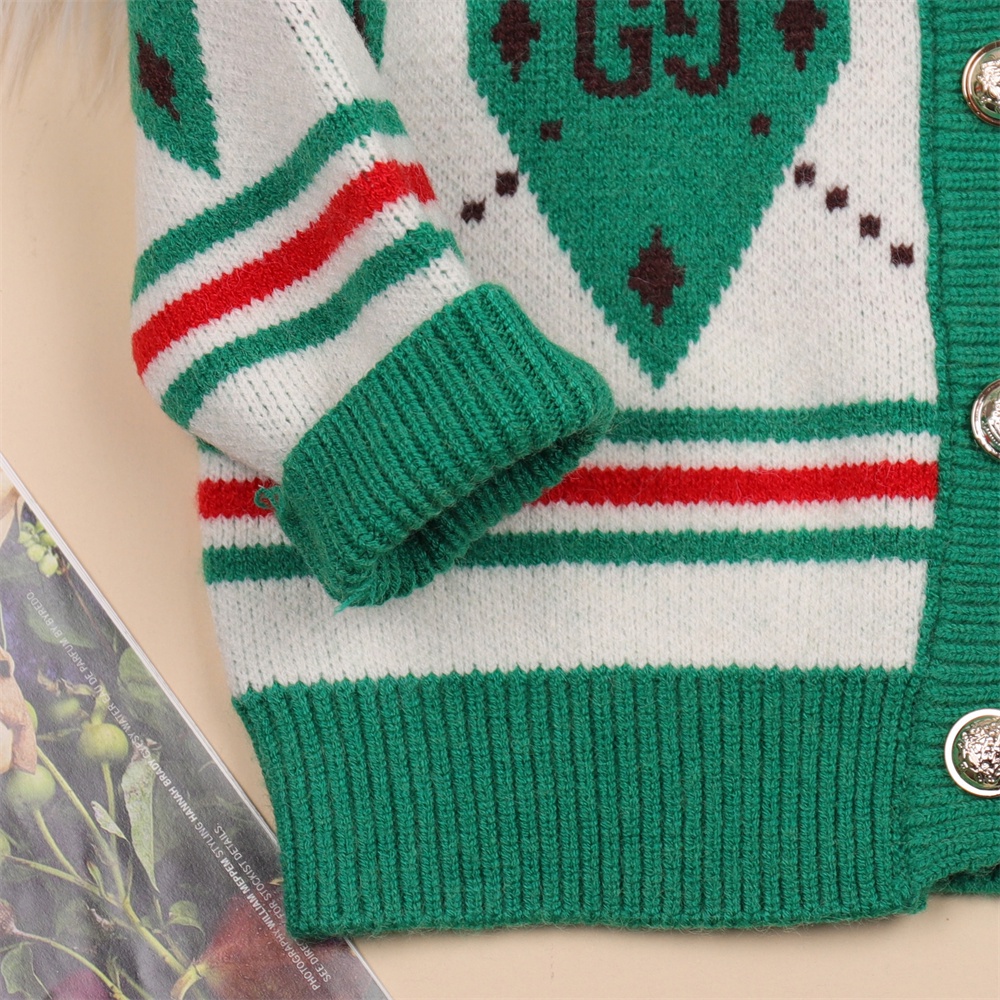 Áo cardigan BEAR LEADER họa tiết kẻ sọc màu xanh lá phong cách Hàn Quốc thời trang thu đông cho các bé 2 đến 6 tuổi