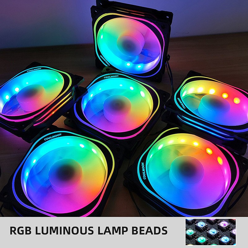 COOLMOON RGB Computer Case Fan, 12cm Computer CPU Case Fan (5PCS)