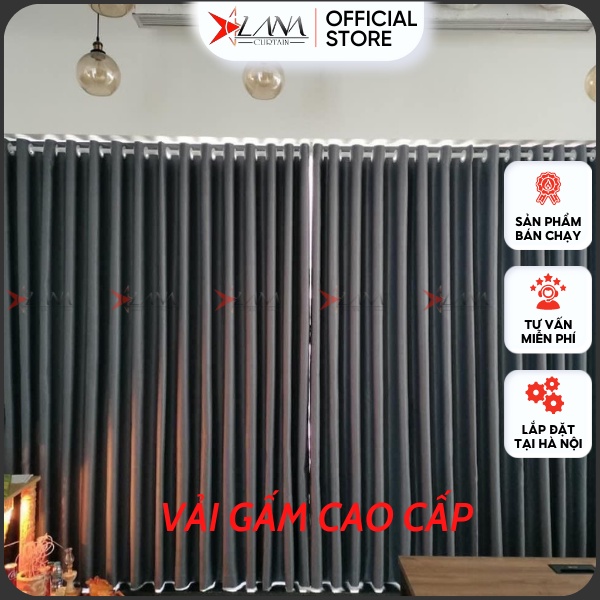 Rèm cửa màu xám ghi họa tiết nhẹ nhàng sang trọng vải gấm cao cấp phù hợp cửa chính, cửa sổ