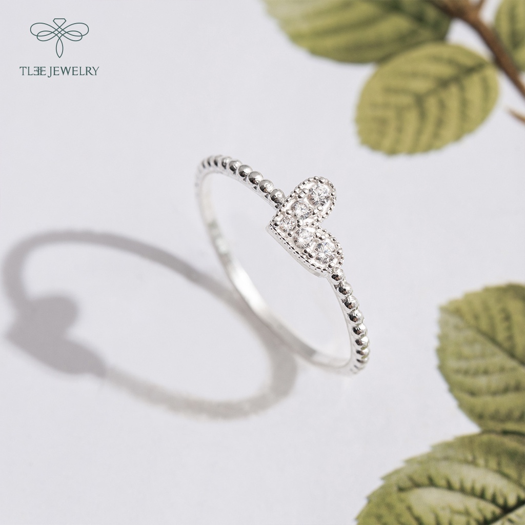 Nhẫn bạc nữ TLEE dây hạt mảnh trái tim đáng yêu NCJ A0185