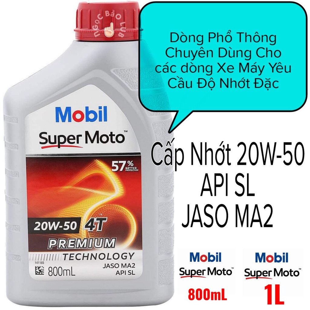 Nhớt MOBIL SUPER MOTO 20W50 4T - Dành cho xe số sau 80.000km, Nhập khẩu Singapore