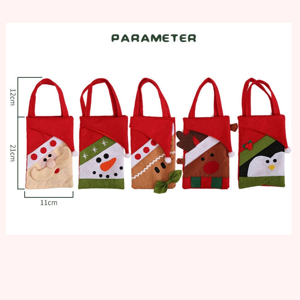 Túi Đựng Quà Đa Năng Có Tay Cầm Hình Ông Già Noel Xinh Xắn