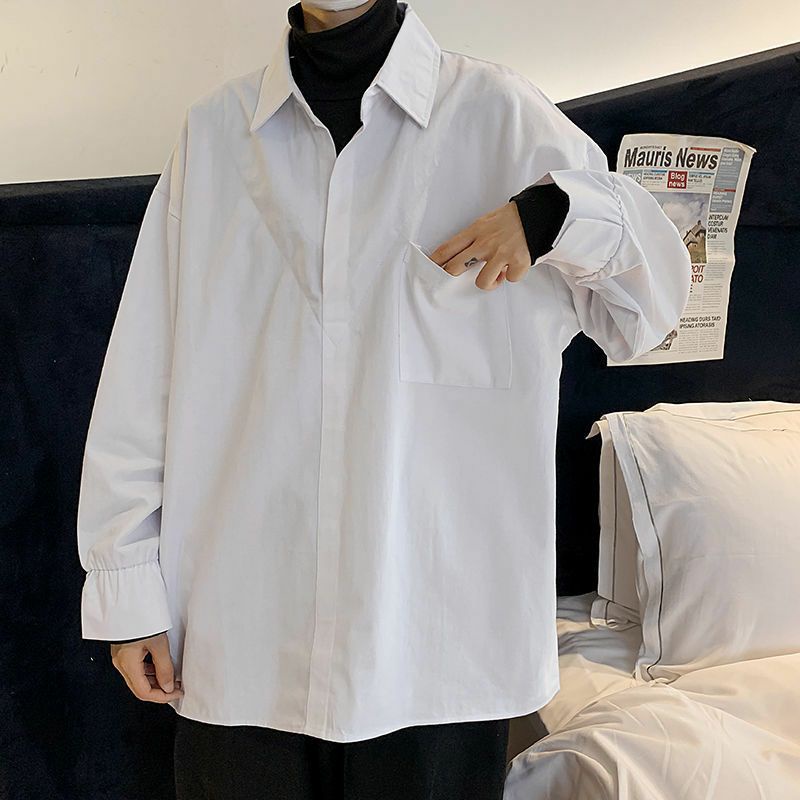 Áo Sơ Mi Kiểu Không Cúc 2 Màu Unisex