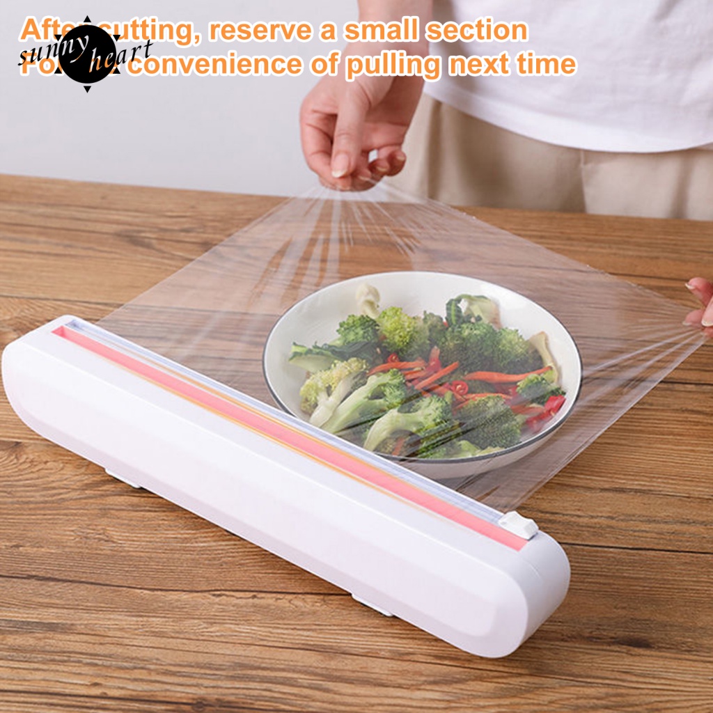 Hộp Đựng Màng Bọc Thực Phẩm Không BPA Màu Trắng Sắp Xếp Gọn Gàng Cho Nhà Ở