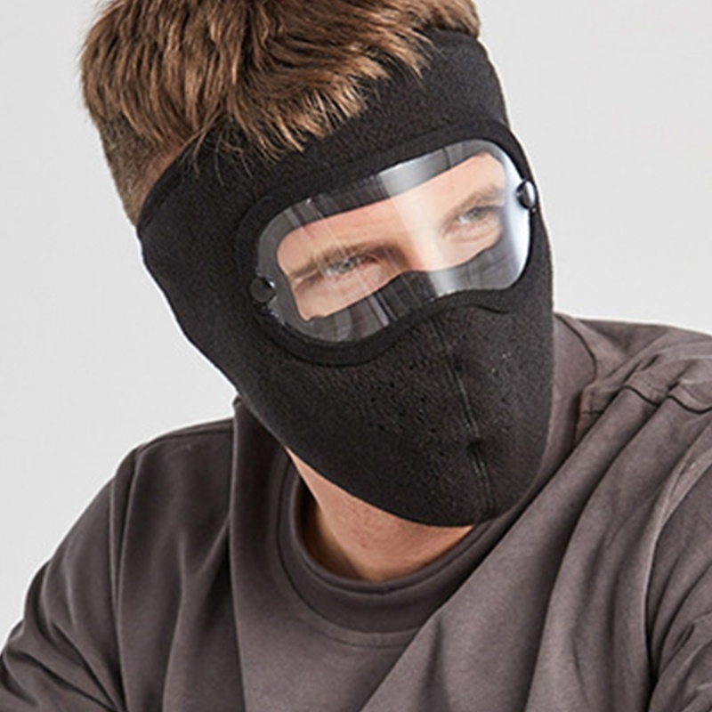 Kính Bảo Hộ Chống Gió Chống Sương Mù Bằng Vải Lông Cừu Polar Tròng Trong Suốt Có Thể Tháo Rời Dùng Khi Đi Xe Đạp