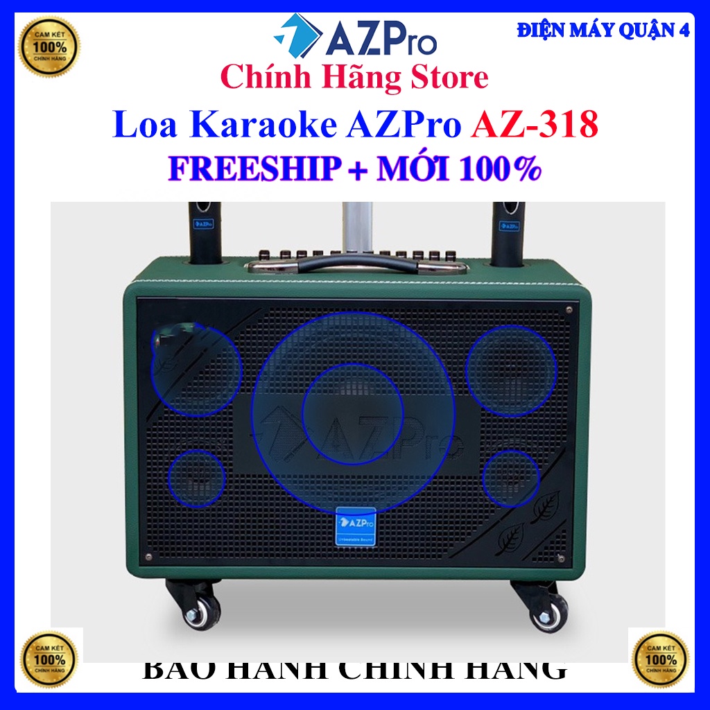 Loa Karaoke AZPro AZ318, AZPro AZ-318 Bass 20cm, Kèm 2 Micro, Hàng chính hãng