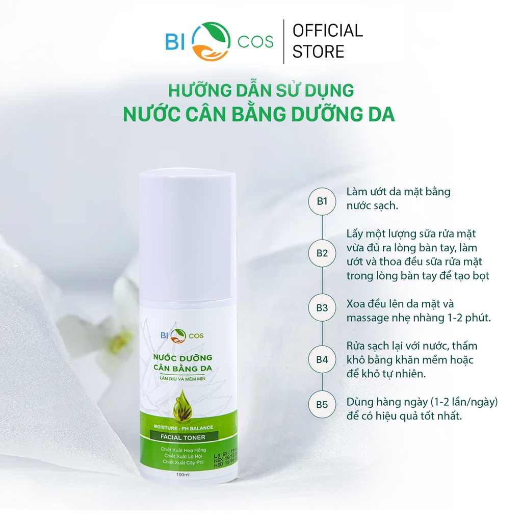 Nước Cân Bằng Da BIOCOS 100ml - Cân Bằng pH, Cấp Ẩm Cho Da