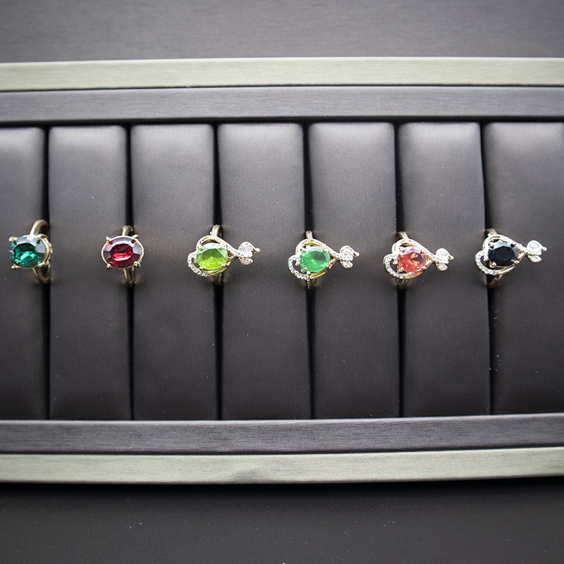 30pcs Nhẫn Đính Kim Cương Nhân Tạo Màu Xanh Dương/Hồng Thời Trang Cho Nữ