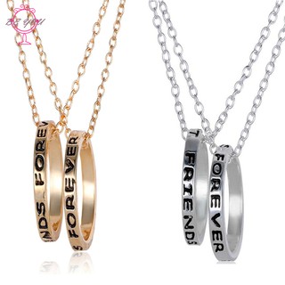 Set 2 dây chuyền mặt nhẫn khắc chữ cho đôi bạn thân