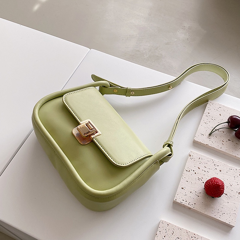 Túi Đeo Vai Có Khóa Màu Xanh Dương Phong Cách Pháp Thời Trang Cho Nữ