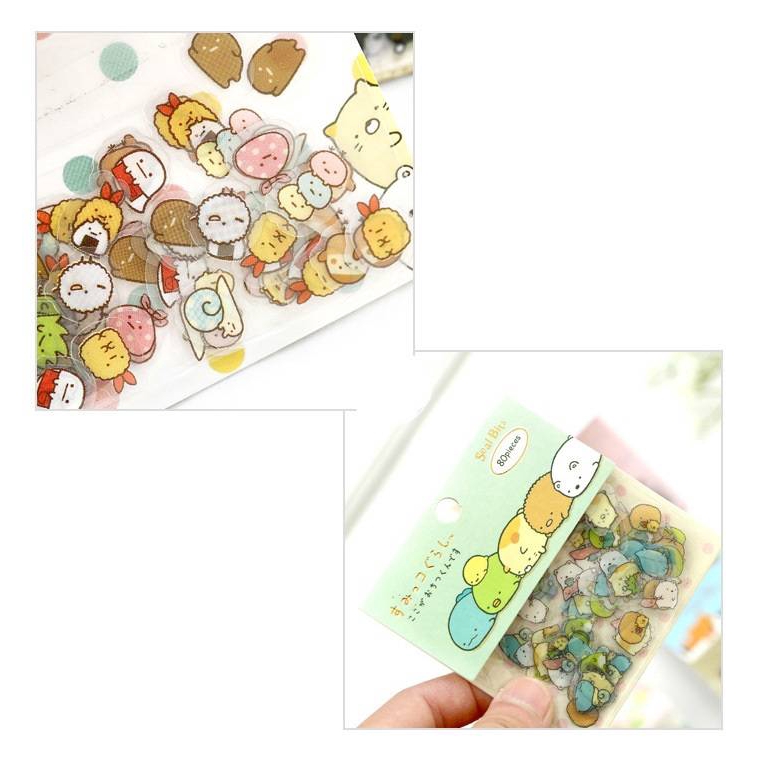 Set 50/80 nhãn dán hình Sumikko Gurashi đáng yêu để trang trí nhật ký/lưu bút/sổ tay