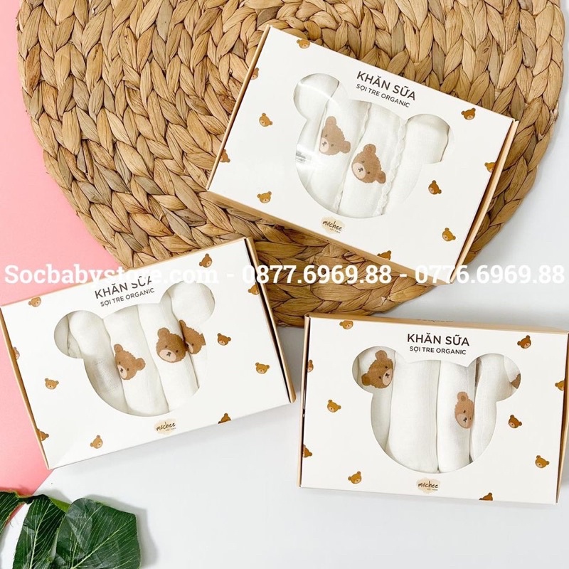 Khăn sữa sợi tre Mochee mẫu ngẫu nhiên - hộp 6 khăn 30*30cm