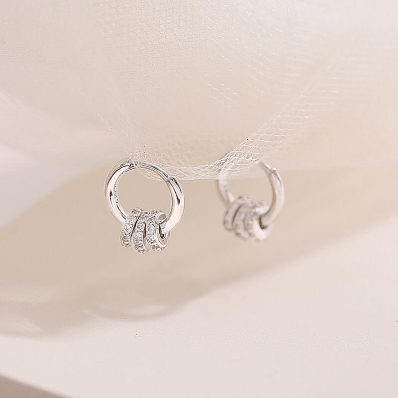 Bông tai mo tròn treo bạc thiết kế nam nữ đều đeo được CÁ Tính ĐỘc ĐÁO, Mainomi Shop Bạc Xinh