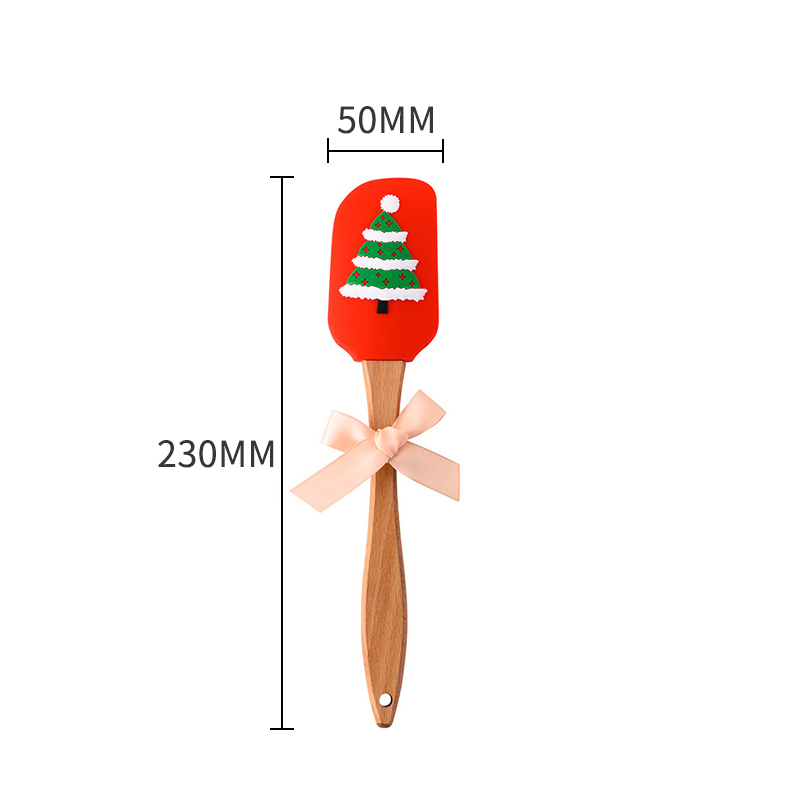 Silicone Dụng Cụ Phết Kem Trang Trí Bánh Bằng Silicon Tay Cầm Gỗ Hình Ông Già Noel Người Tuyết Cây Thông Giáng Sinh